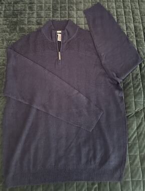 Geoffrey Beene Mens Quarter Zip Pullover Double XL (2XL) Navy Classic